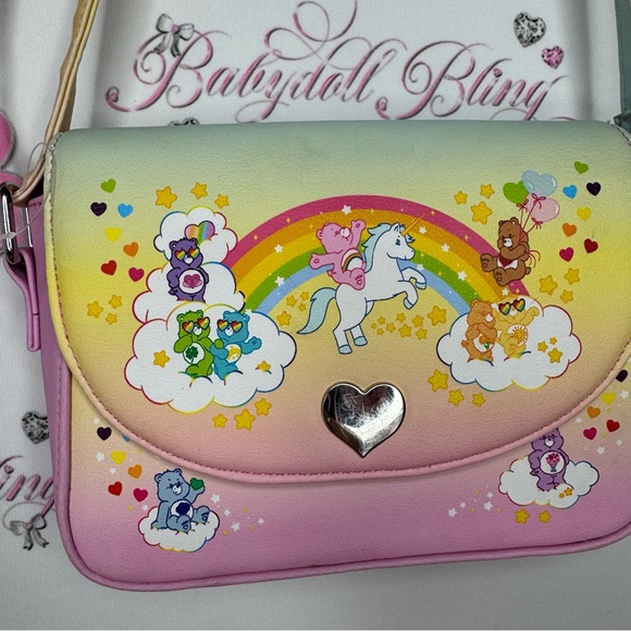 Loungefly Care Bears bag cross body pastel rainbow teddy bears hearts ombrΓ© - Picture 8 of 13